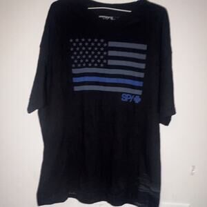 SPY+ Men's 2XL Black Cotton Crew Neck Short Sleeve American Flag Graphic Tee